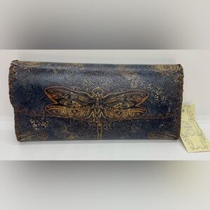 Dragonfly Embossed Clutch Wallet Boho Style